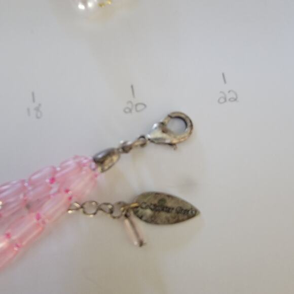 Vintage Pink Multi Strand Bead Necklace Silver Discs Statement Costume Jewelry - Picture 10 of 10